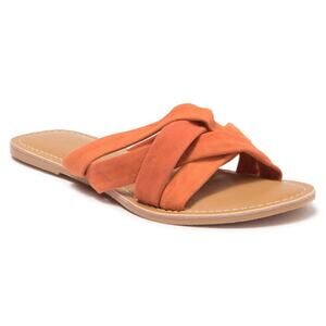 Rebels Women Cross Strap Slide Sandals Joy Size US 8 Orange Suede Leather